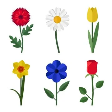 Flowers flat icons Stock Illustration