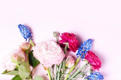 Flowers flat lay composition Foto stock