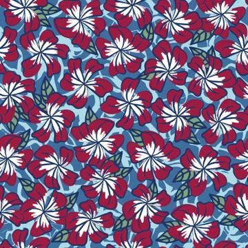 Flowers floating in water seamless vector pattern Stock Illustration