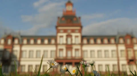 Flowers in the foreground changes to the castle in the background Video stock 38333990