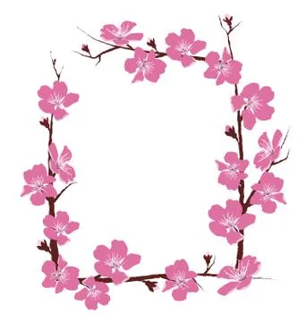 Flowers frame isolated on white Stock Illustration