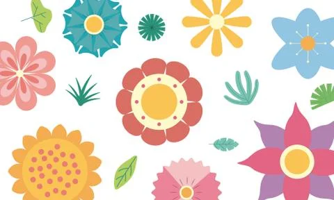 Flowers garden and leafs pattern background Stock Illustration