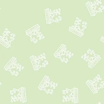 Flowers gardening line seamless pattern Stock Illustration
