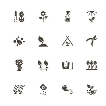 Flowers Growing - Flat Vector Icons Stock Illustration