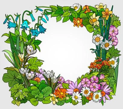 Flowers hand drawn vector doodles illustration. 스톡 일러스트