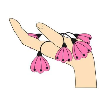 Flowers on hand in flat style. Vector illustration. Stock Illustration