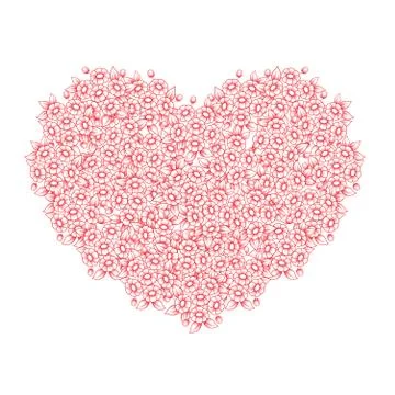 Flowers heart red Stock Illustration