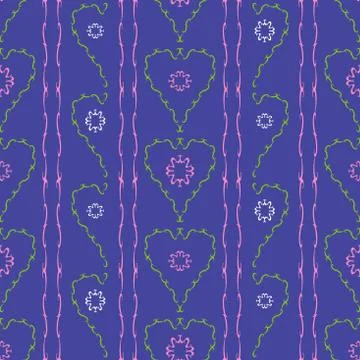 Flowers hearts seamless pattern Illustrazione stock