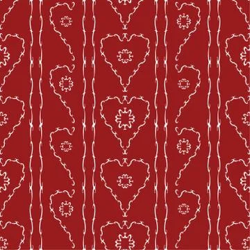 Flowers in hearts seamless pattern Stock Illustration