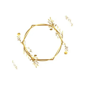Flowers hexagon circle set Stock Illustration