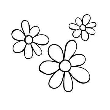 Flowers icon. Hand drawn simple black outline vector illustration clip art in Stock Illustration