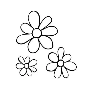 Flowers icon. Hand drawn simple black outline vector illustration clip art in Stock Illustration