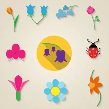 Flowers icon set Illustrazione stock