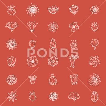 Flowers icons set, vector illustration. Stock Illustration