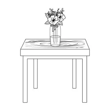 Flowers inside vase over table vector design Ilustração Stock