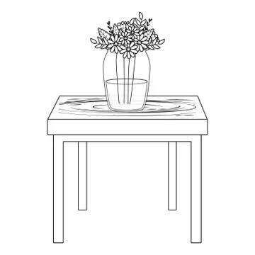 Flowers inside vase over table vector design Ilustração Stock