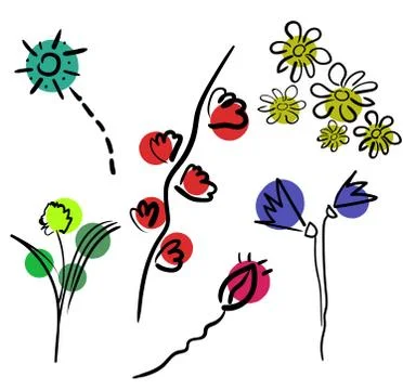 Flowers isolated on white background. Set of colorful floral icons. Flowers in Stock Illustration