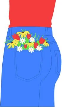 Flowers in jeans. Stock Illustration