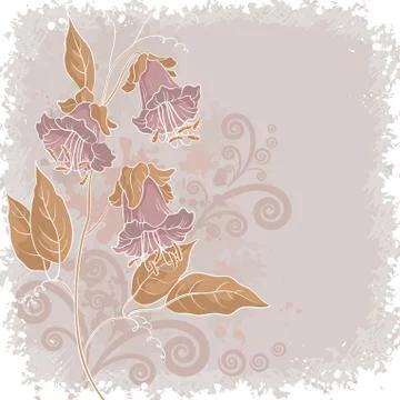 Flowers kobe and abstract pattern Stock Illustration