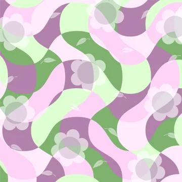 Flowers &amp; Leaves Abstract Background Stock Illustration