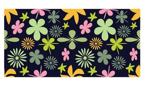 Flowers Leaves vector Repeated pattern design for allover print Stock Illustration