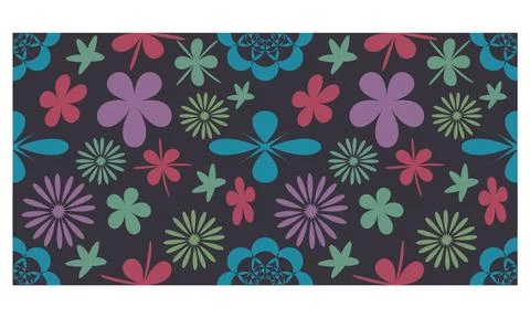 Flowers Leaves vector Repeated pattern design for allover print Stock Illustration