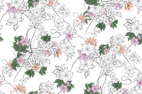 Flowers on a light background. seamless background Stock Illustration