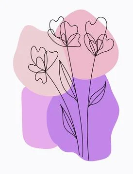 Flowers line with colored spots Stock Illustration