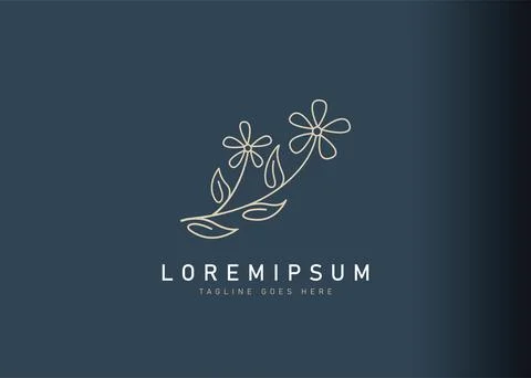 Flowers logo design. Icon vector illustration of feminine nature cosmetics. M Illustration