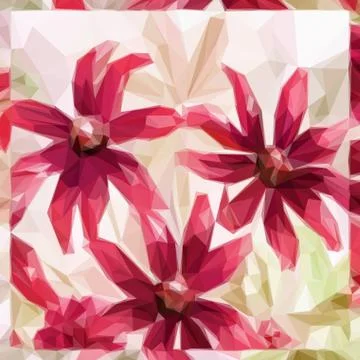 Flowers, Low Poly Pattern Stock Illustration