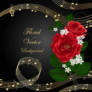 Flowers with music notes. Stock Illustration