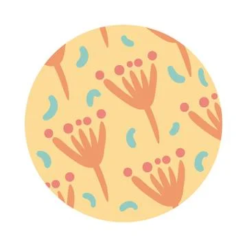 Flowers organic pattern block style Stock Illustration