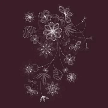 Flowers outline design Stock Illustration