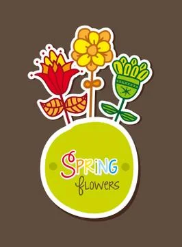 Flowers over brownbackground. vector illustration Ilustração Stock