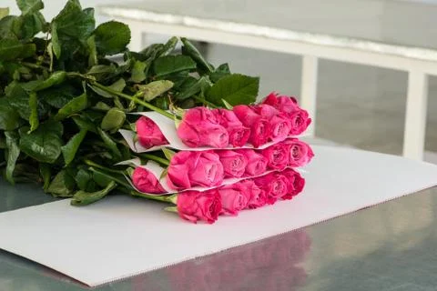 Flowers packaging process Stock Photos