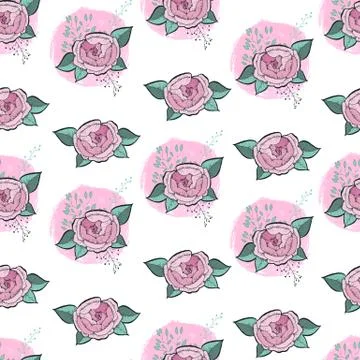 The flowers of the pattern are seamless. Hand drawing monochrome. Stock Illustration