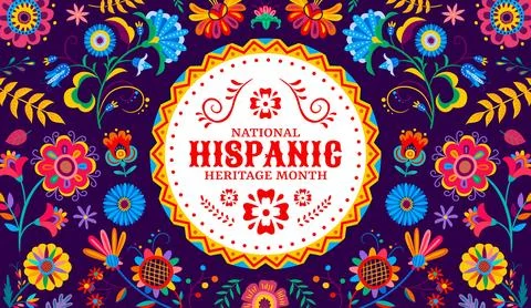 Flowers pattern on hispanic heritage banner Stock Illustration