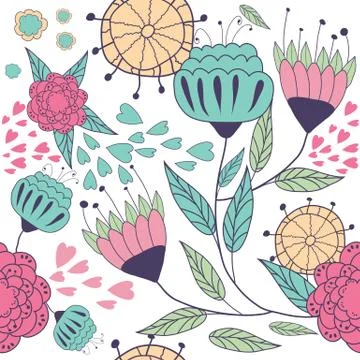 Flowers pattern isolated on white background Stock Illustration