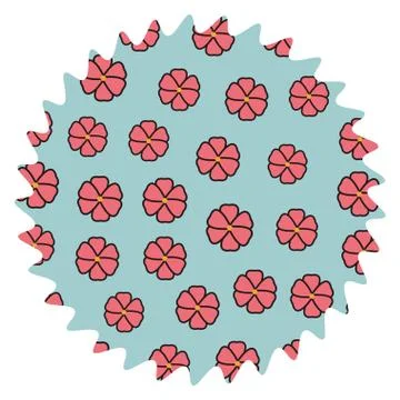 Flowers pattern round label Illustrazione stock