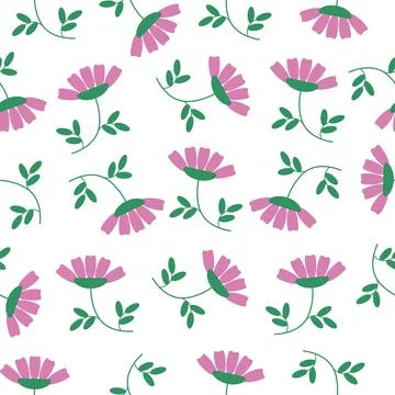 Flowers pattern seamless flat style vector Illustrazione stock