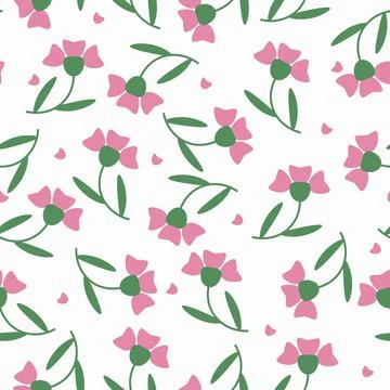 Flowers pattern seamless flat style vector Stock Illustration