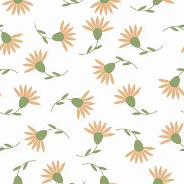 Flowers pattern seamless flat style vector Stock Illustration