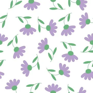 Flowers pattern seamless flat style vector Stock Illustration