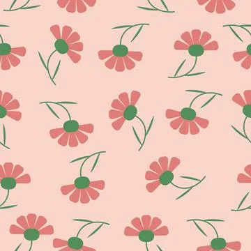 Flowers pattern seamless flat style vector Illustrazione stock