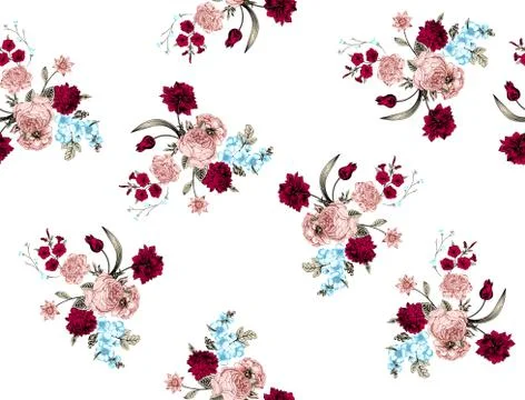 Flowers pattern. for textile, wallpaper, pattern fills, covers, surface, print, Stock Illustration