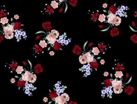 Flowers pattern. for textile, wallpaper, pattern fills, covers, surface, print, Stock Illustration