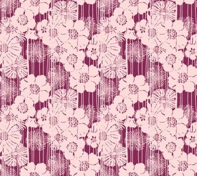 Flowers pattern texture with lines on dark background for textile pattern, Stock Illustration