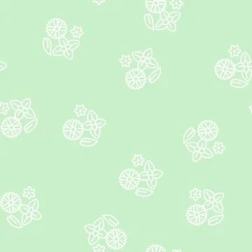 Flowers phytotherapy line seamless pattern Stock Illustration