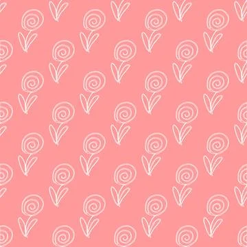 Flowers pink nature pattern doodle hand drawn Stock Illustration