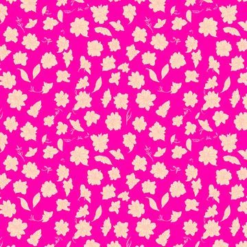 Flowers on pink, seamless pattern design, repeating background Stock Illustration